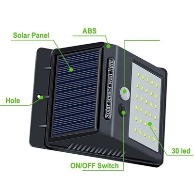 چراغ دیواری تعامل خورشیدی 100 LED